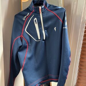 Spanish Bay, Sunice navy golf jacket